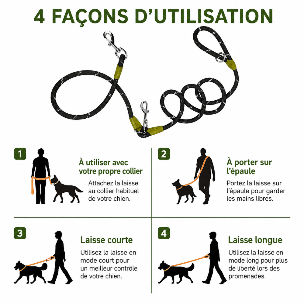 🐾Laisse pour chien mains libres – Confort, sécurité et liberté de mouvement 🦮