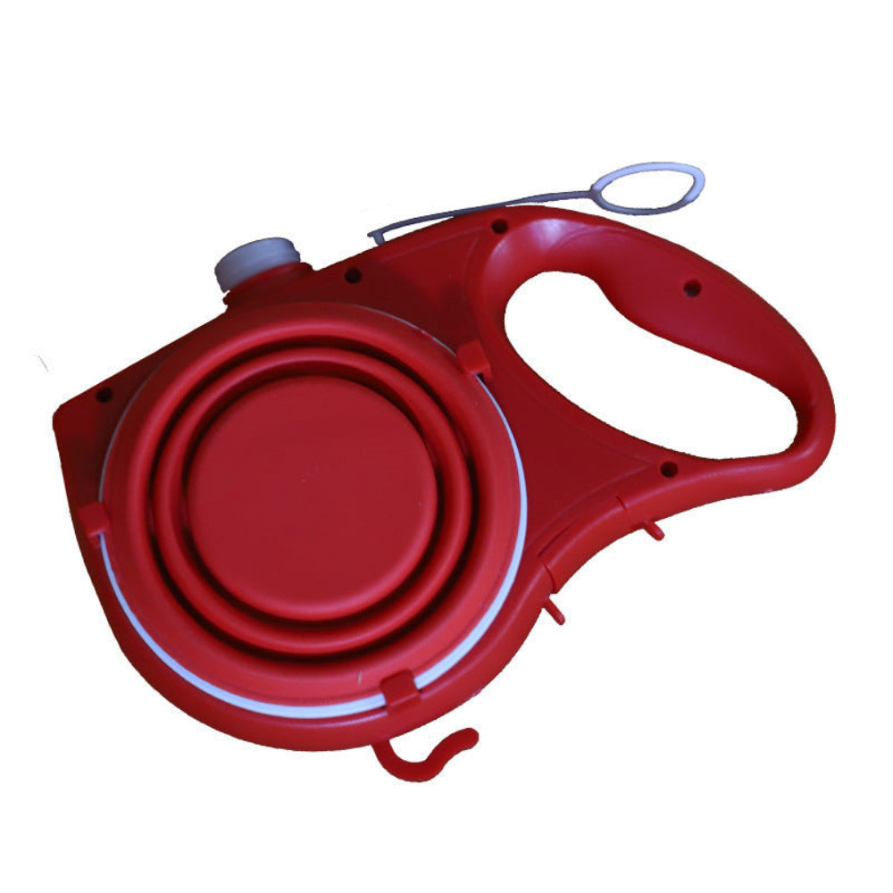 Laisse rétractable avec gamelle et réservoir d’eau